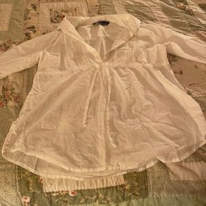 Cotton Long sleeve white blouse. Size XL